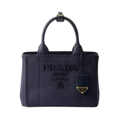 PRADA Small Cotton Canvas Handbag "Navy"
