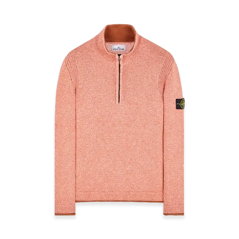 Stone Island 522B3 Color Sprayed Tape Half Zip Up Knit - 24SS "Rust"