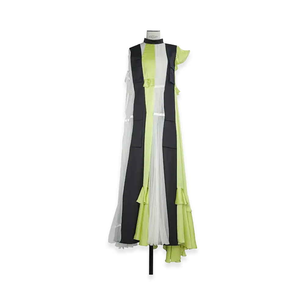 sacai Women's Fabric Mix Dress "Navy/Yellow"