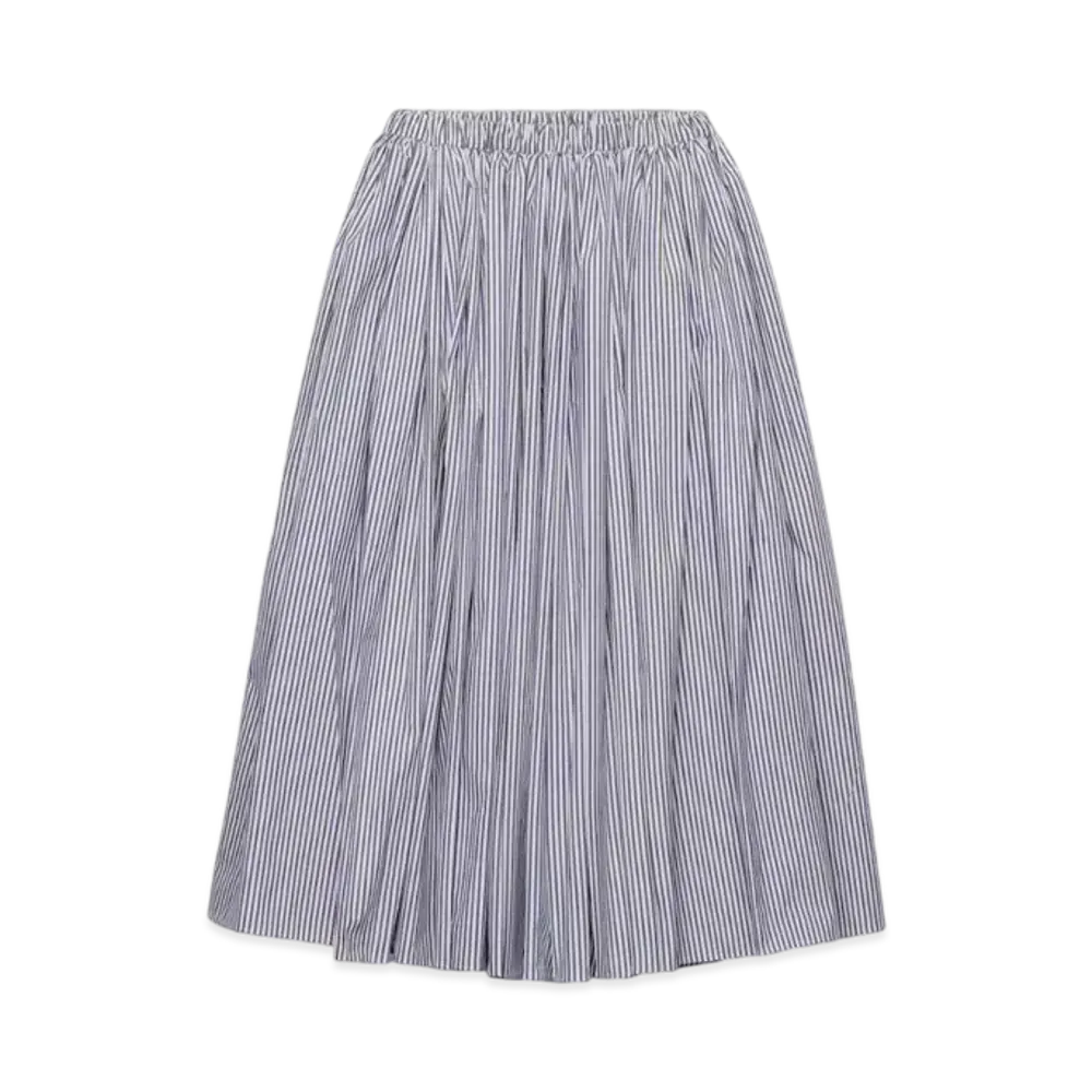 PRADA Women's Striped Poplin Skirt "White/Navy"