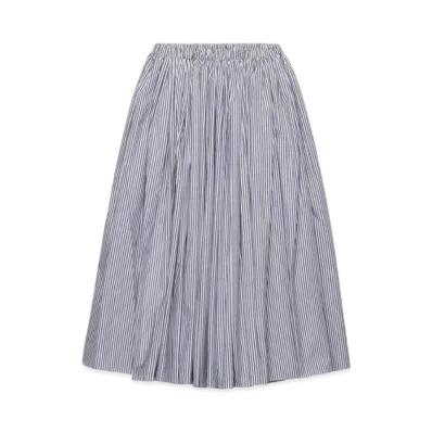 PRADA Women's Striped Poplin Skirt "White/Navy"