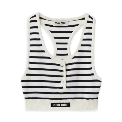 MIU MIU Cotton Top "White/Blue"