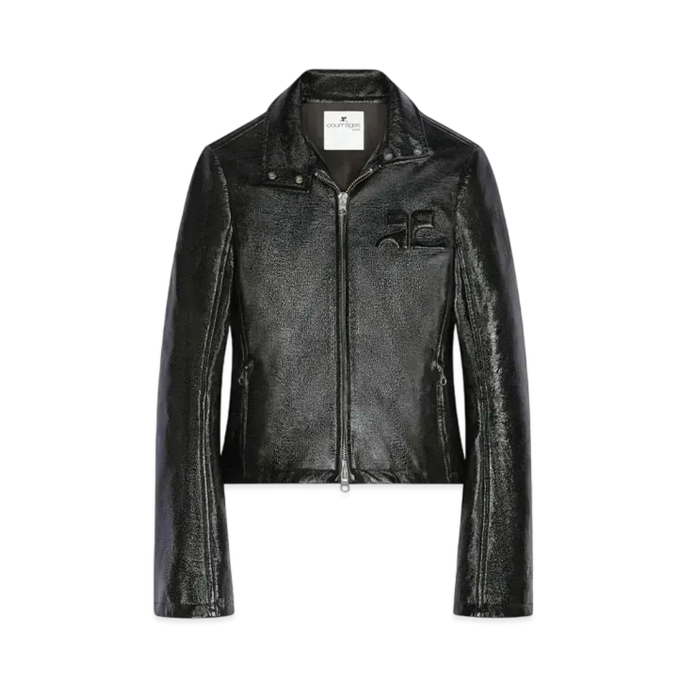Courreges Zipped Vinyl Jacket "Black"