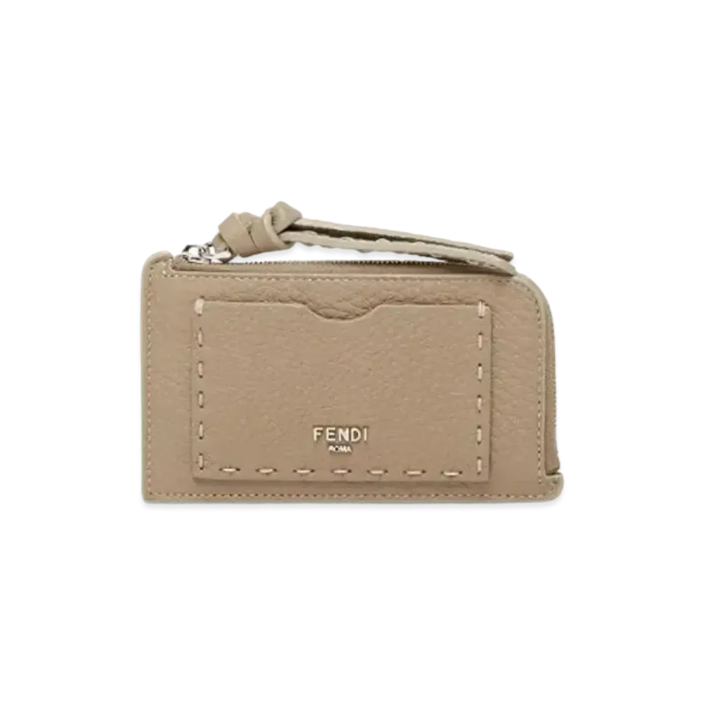 FENDI Peekaboo Card Case Selleria Card Holder "Dove Gray/Beige"