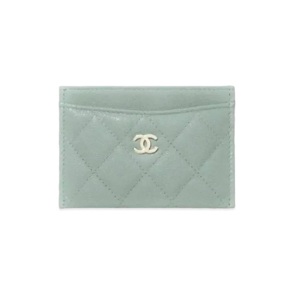 CHANEL Classic Card Case Grain Shiny Calfskin "Green"