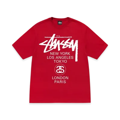 Stussy World Tour Tee "Dark Red"