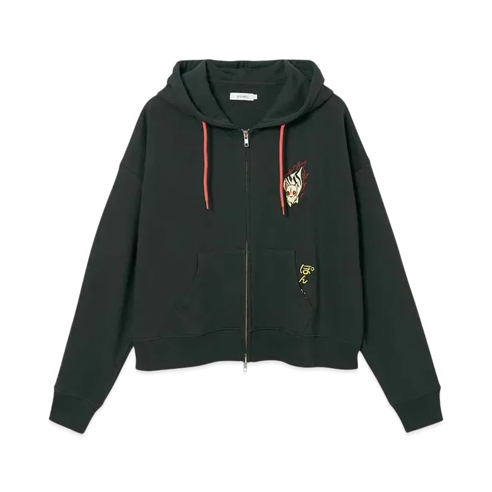 graniph x Inuyasha Shippo And Kirara Fleece Big Silhouette Zip Parka "Sumikuro"