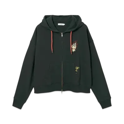 graniph x Inuyasha Shippo And Kirara Fleece Big Silhouette Zip Parka "Sumikuro"