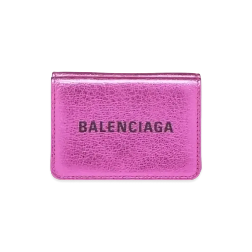 BALENCIAGA Everyday Hydrangea Rose Metallic Gloss Daily Mini Wallet "Pink"