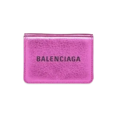 BALENCIAGA Everyday Hydrangea Rose Metallic Gloss Daily Mini Wallet "Pink"