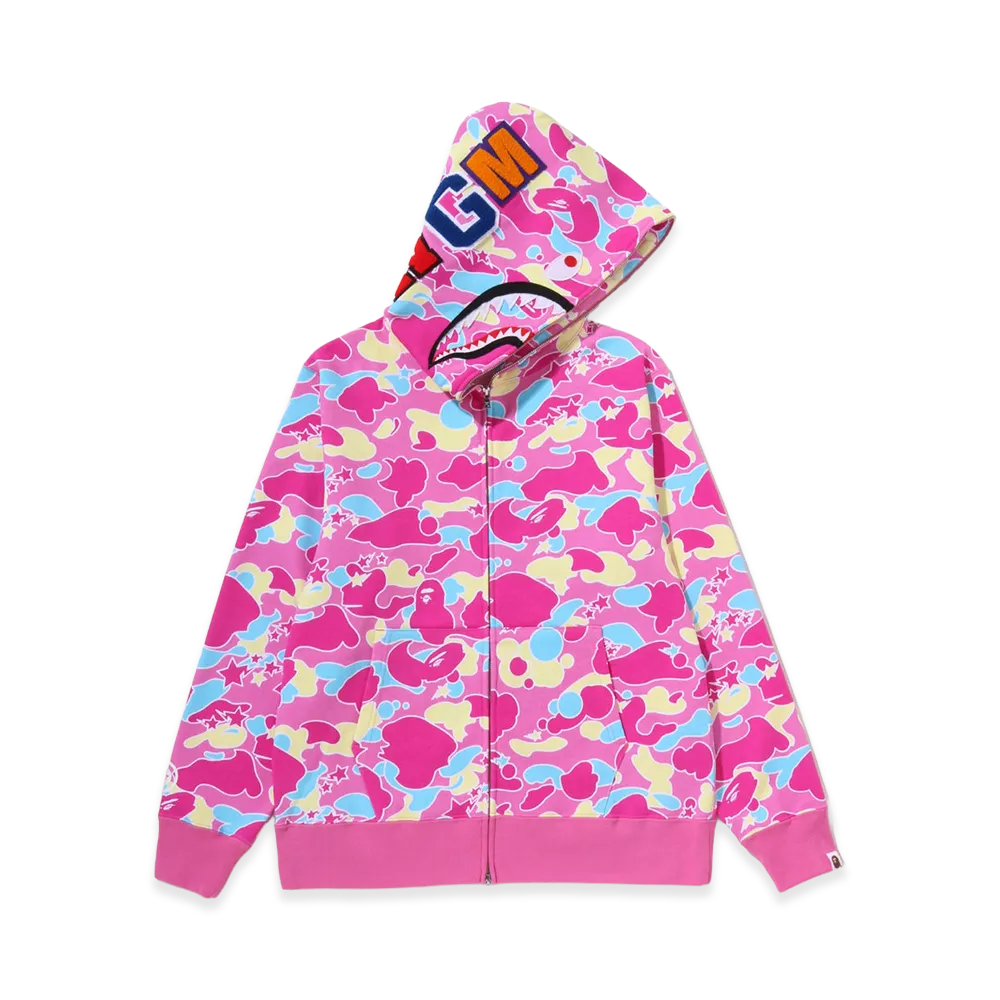 A BATHING APE Sta Camo Shark Full Zip Hoodie "Pink"