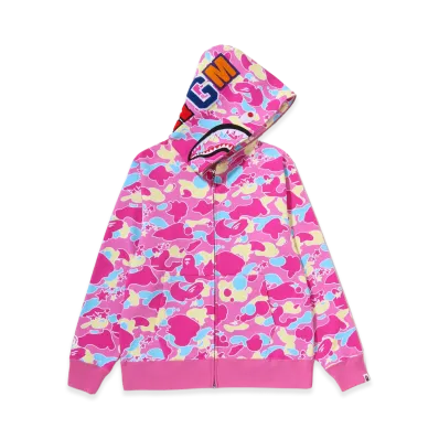 A BATHING APE Sta Camo Shark Full Zip Hoodie "Pink"