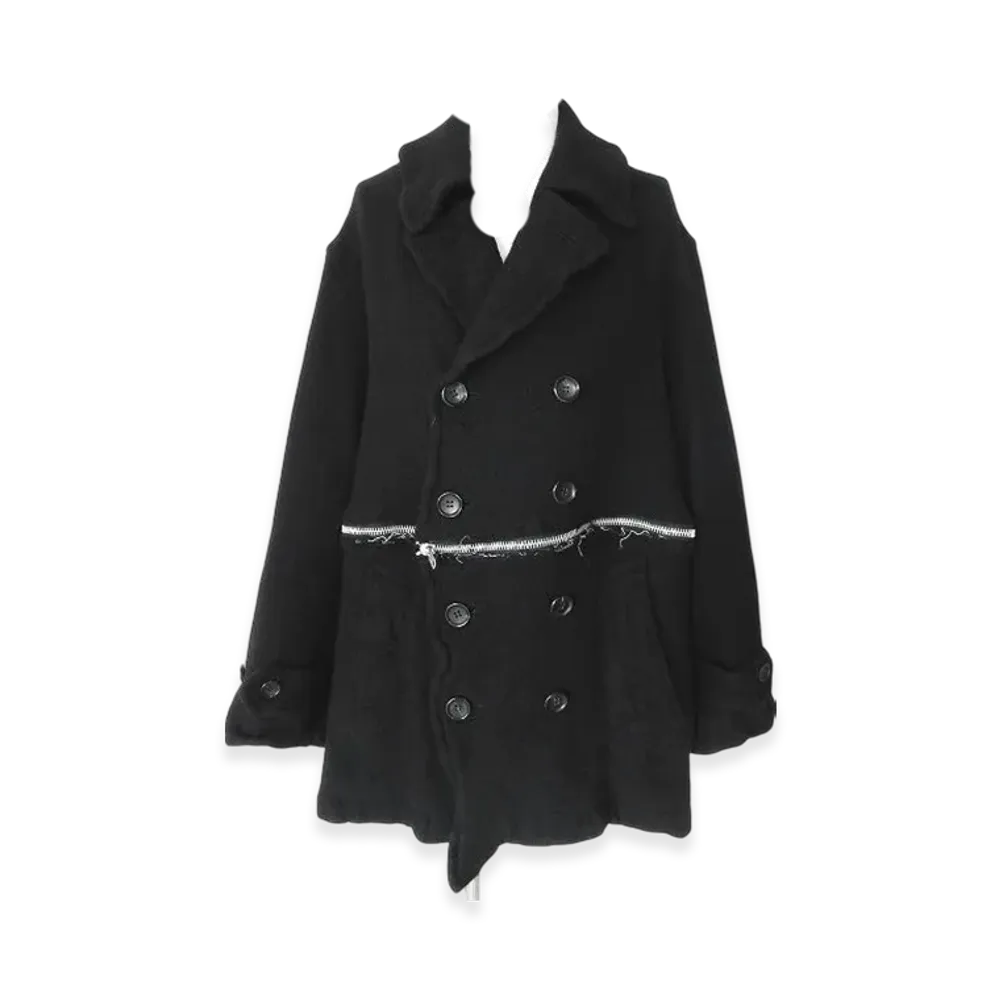 BLACK COMME des GARCONS Heavy Wool Tweed Garment Treated "Black"