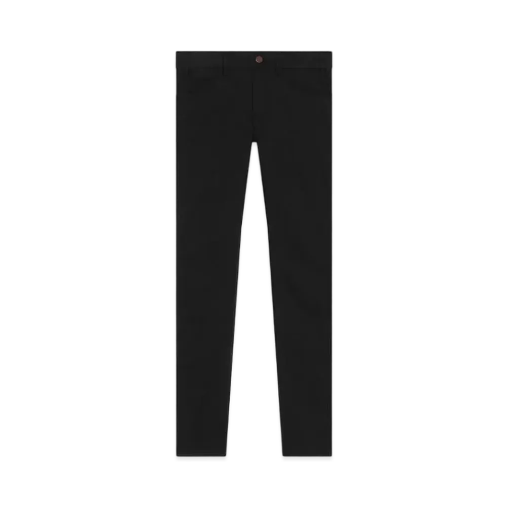 CELINE Skinny Pants Low Waist / Stretch Denim "Pure Black"