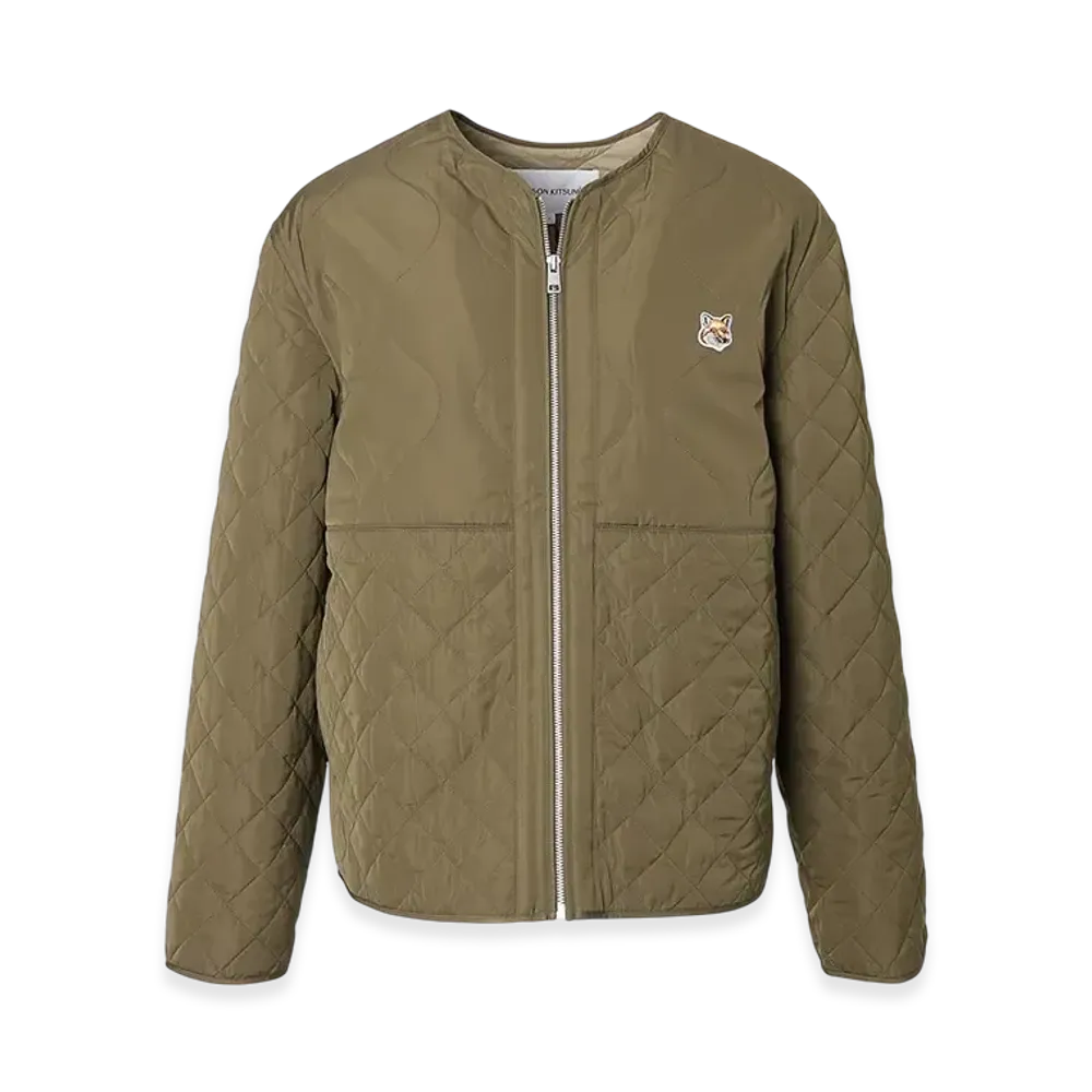 Maison Kitsune Quilted Blouson In Nylon With Institutional Fox Head Patch "Khaki"