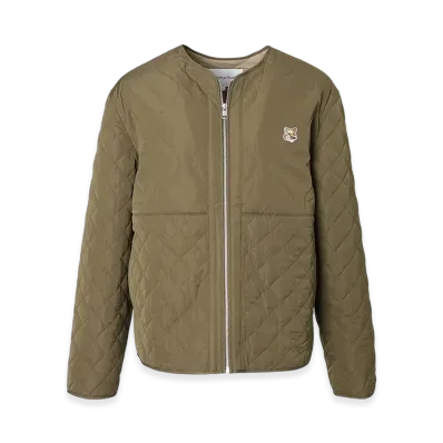 Maison Kitsune Quilted Blouson In Nylon With Institutional Fox Head Patch "Khaki"