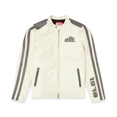 Diesel L-Pop Biker Jacket In Perforated Leather "White"