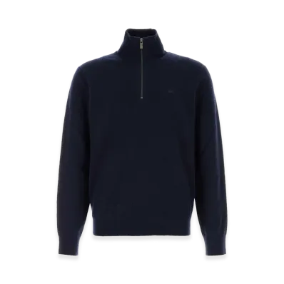 Burberry Dark Stretch Cashmere Blend Sweater "Blue"