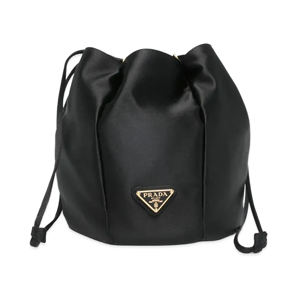 PRADA Women's Satin Mini Bucket Bag "Black"