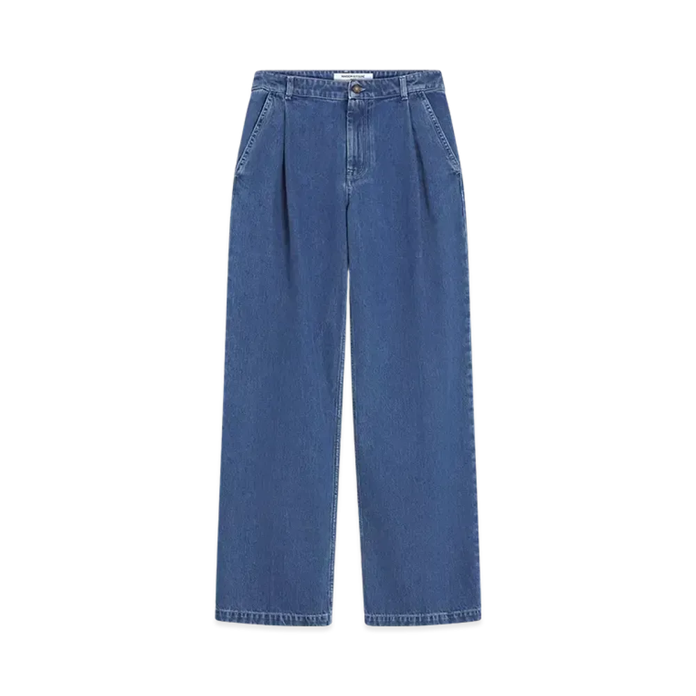 Maison Kitsune Pleats Denim Jeans "Light Stone Indigo"