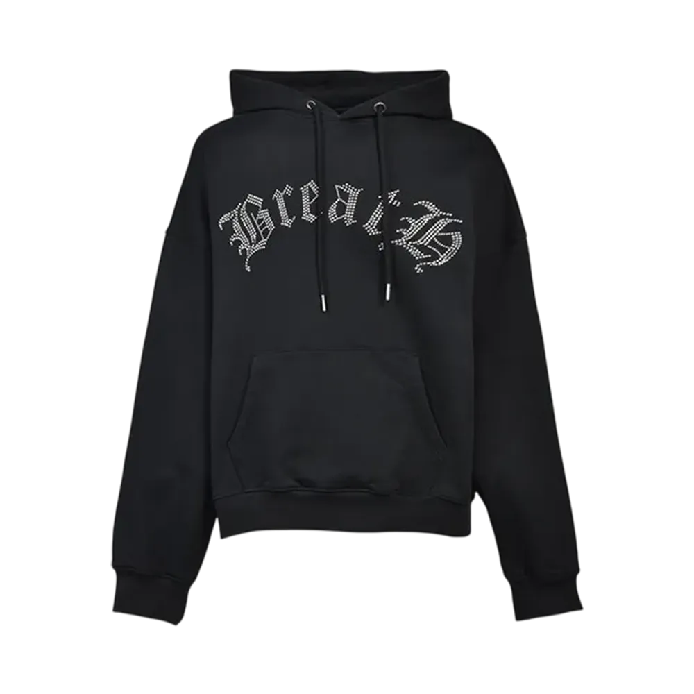 BREATH Old English Logo Rhinestone Hoodie "Black"