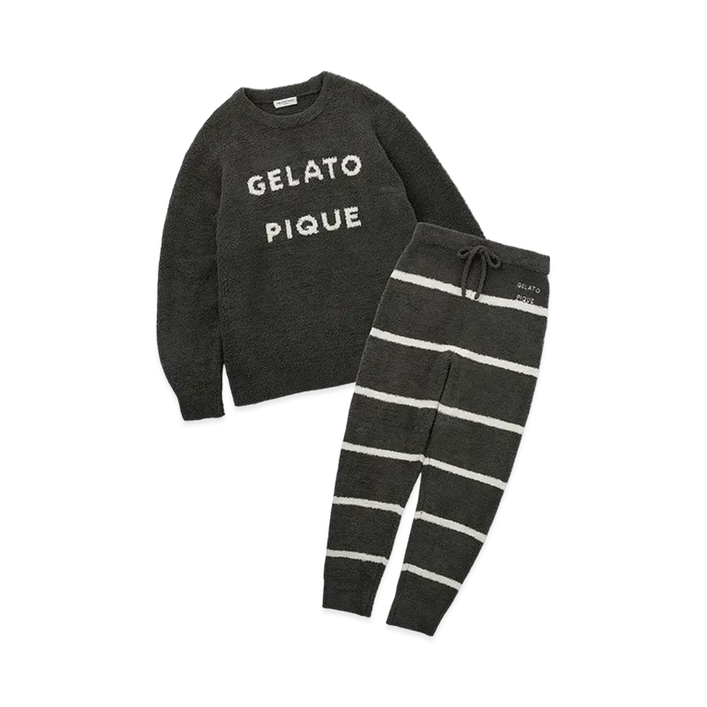 GELATO PIQUE x Homme Powder Logo Jacquard Pullover & Long Pants Set "Charcoal Gray"