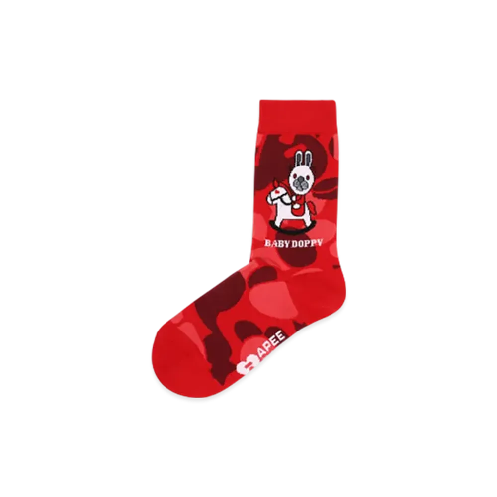 A BATHING APE APEE Jacquard Graphic Socks #9 "Red"