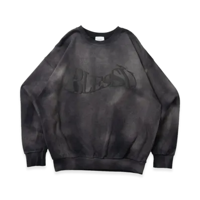 BLESS U BU Wave Logo Sweatshirt "Black"