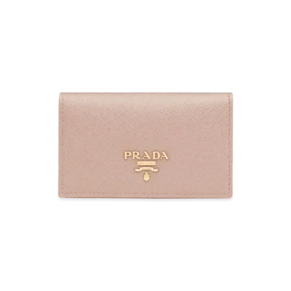 PRADA Saffiano Leather Card Holder "Powder Pink"