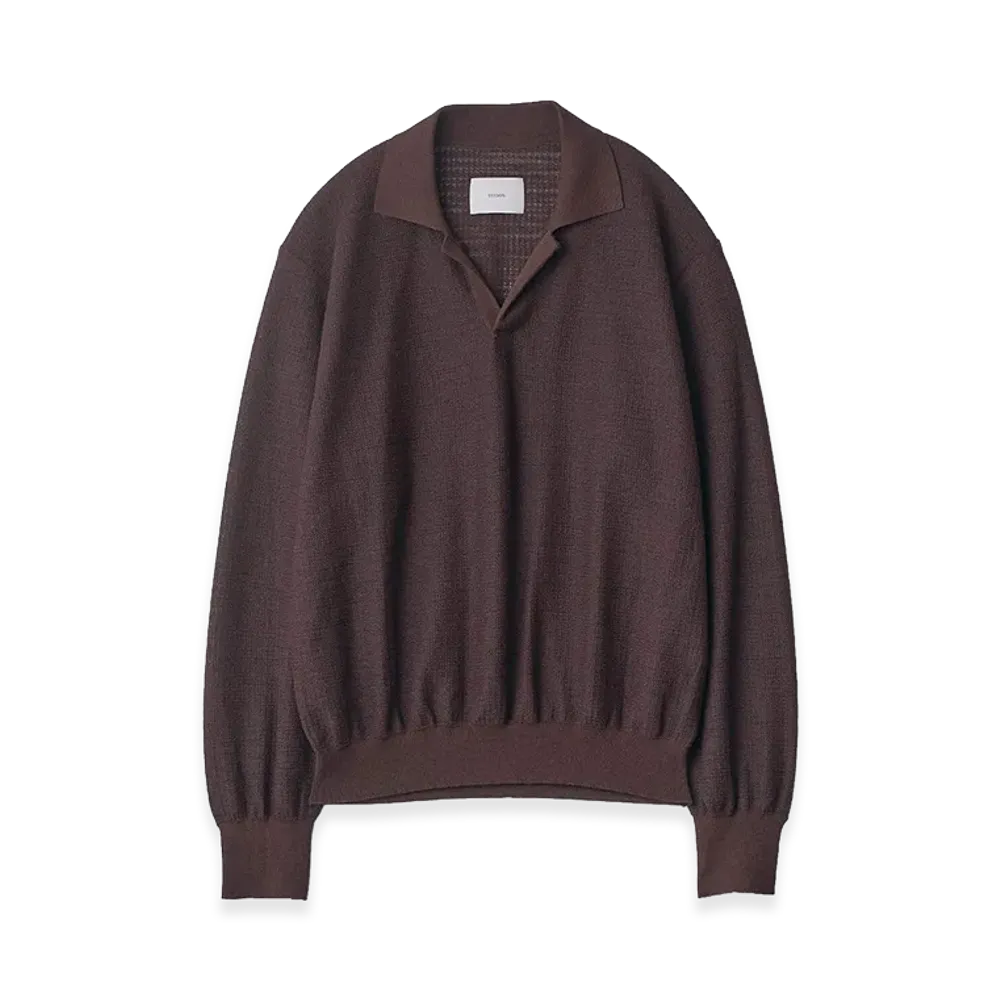 ssstein Slub Cotton Knit Skipper LS "Dark Brown"