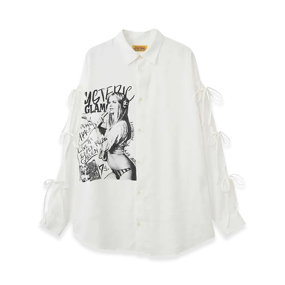 HYSTERIC GLAMOUR Hysteric Typical Girls Slit Ribbon Shirt "White"