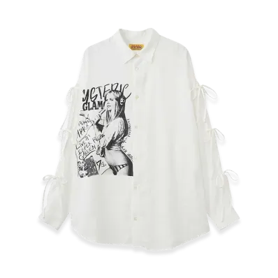 HYSTERIC GLAMOUR Hysteric Typical Girls Slit Ribbon Shirt "White"