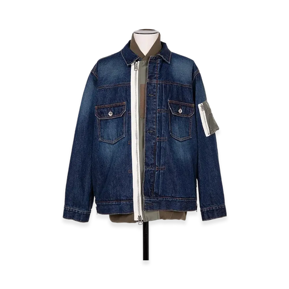 sacai Denim x Nylon Twill Jacket "Blue"
