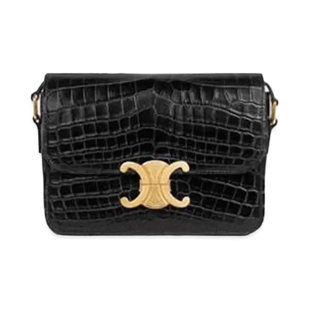 CELINE Teen Triomphe Bag in Crocodile "Black"