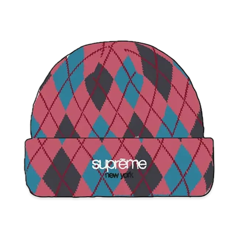 Supreme Argyle Cashmere Beanie "Dusty Magenta"