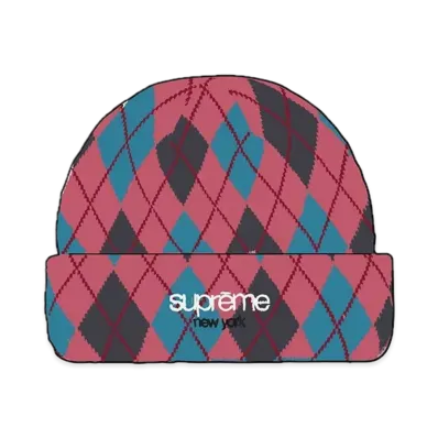 Supreme Argyle Cashmere Beanie "Dusty Magenta"