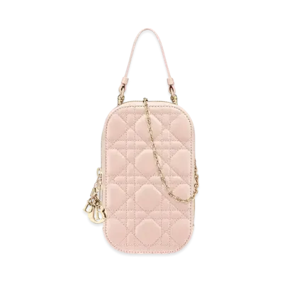 Dior Lady Dior Phone Holder Cannage Lambskin Japan Exclusive "Powder Pink"