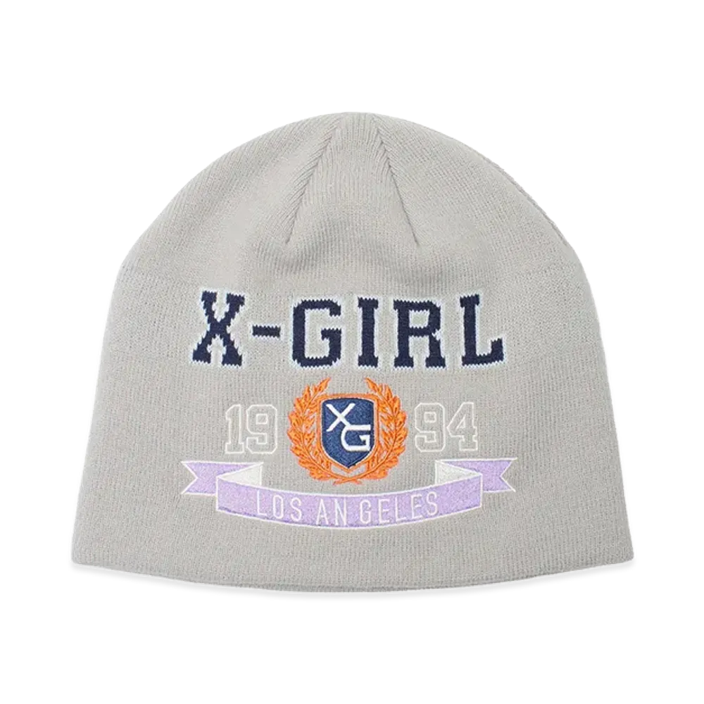 X-Girl Women's College Logo Jacquard Beanie "Grey"