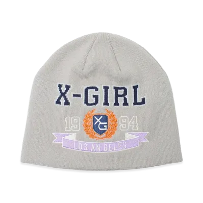 X-Girl Women's College Logo Jacquard Beanie "Grey"