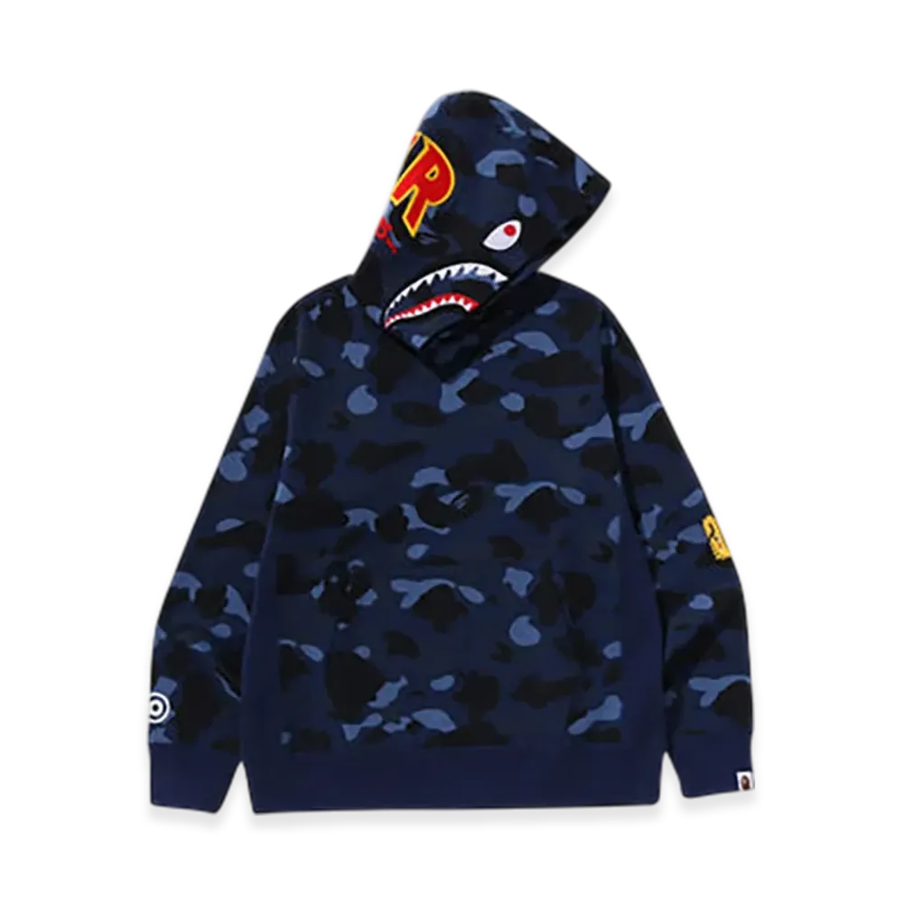 A BATHING APE Color Camo 2nd Shark Pullover Hoodie "Navy"