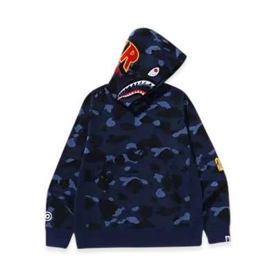 A BATHING APE Color Camo 2nd Shark Pullover Hoodie "Navy"