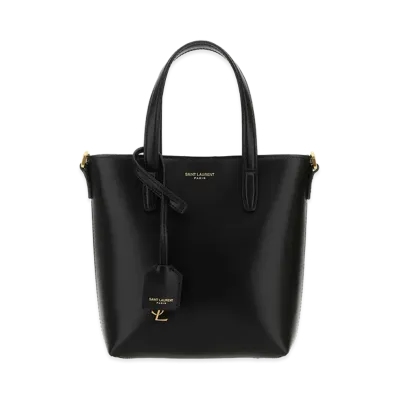 Saint Laurent Women's Leather Mini Saint Laurent Shopping Bag "Black"