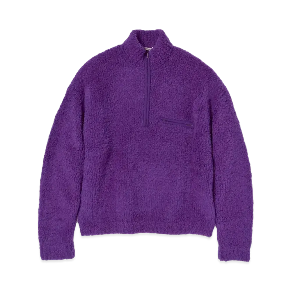 AURALEE Merino Wool Boa Knit Half Zip P/O "Purple"