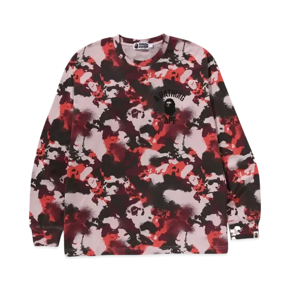 A BATHING APE Map Camo Relaxed Fit LS Tee "Red"