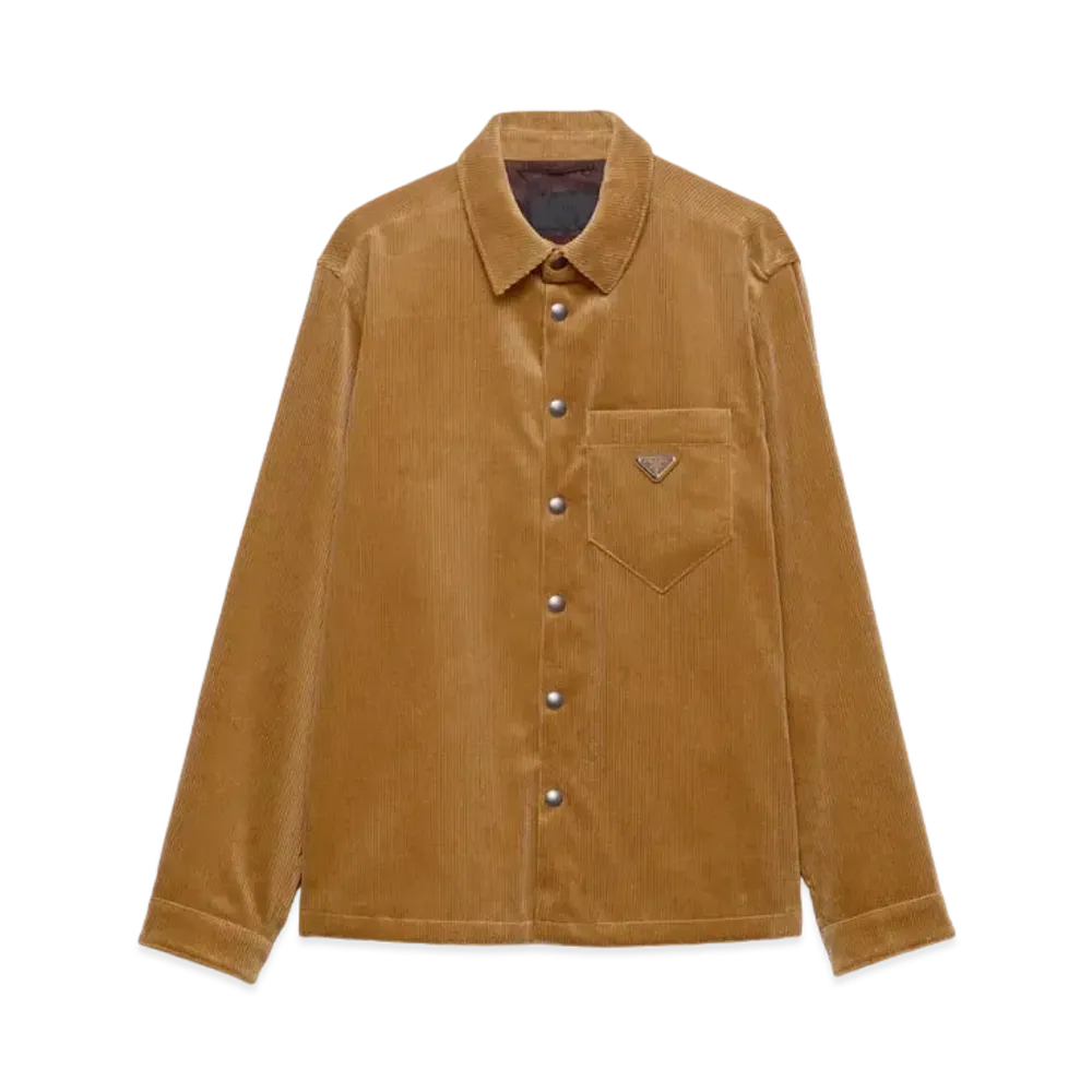 PRADA Men's Corduroy Shirt "Sand Beige"
