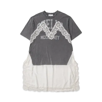 H&M x Stella McCartney Women's Lace Trim T-Shirt Dress "Dark Gray"