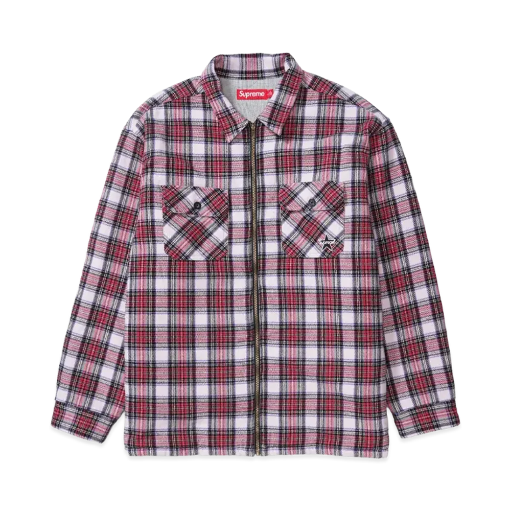 Supreme Thermal Lined Zip Up Flannel Shirt "Purple"