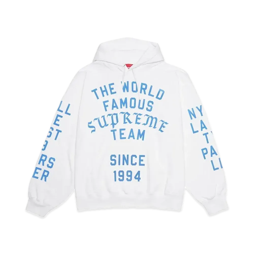 Supreme Team Flocked Hooded Sweatshirt "White"