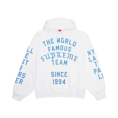 Supreme Team Flocked Hooded Sweatshirt "White"