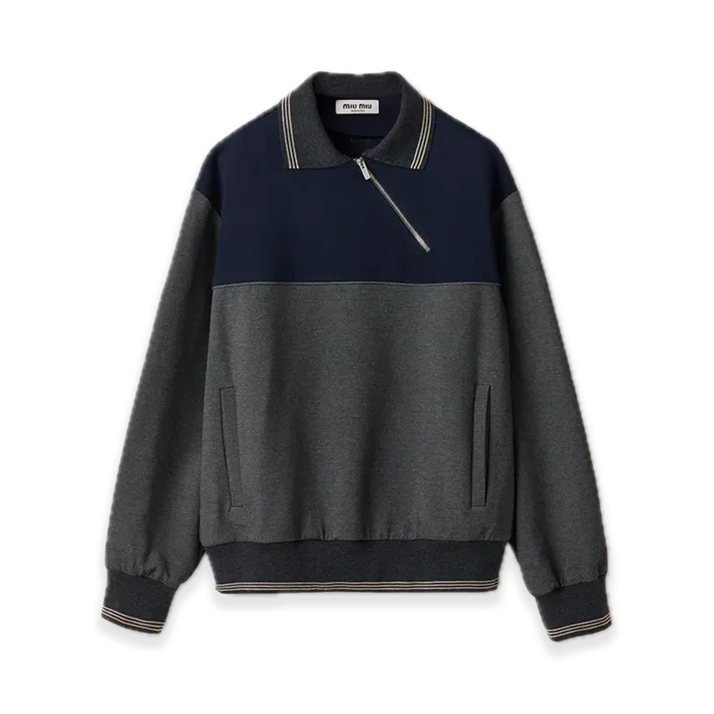 MIU MIU Zipper Sweatshirt "Anthracite Gray/Blue"